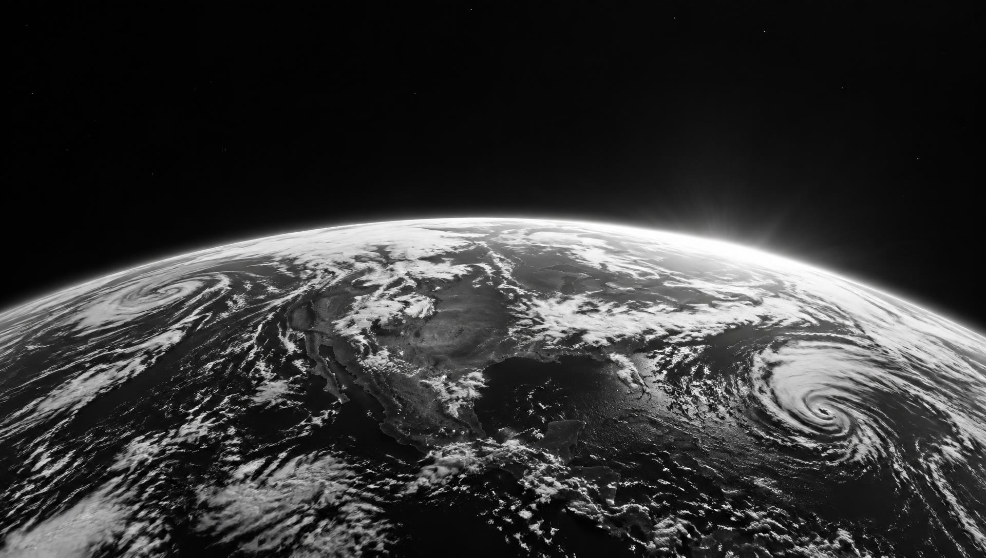 The illuminated curve of Earth, seen from space